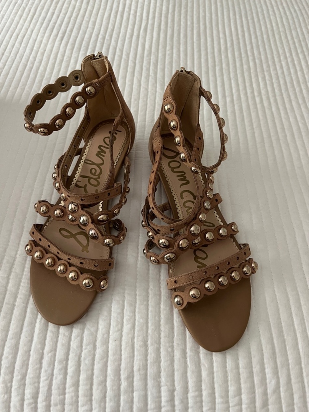 Sam Edelman Tan Studded Multi-Strap Sandals